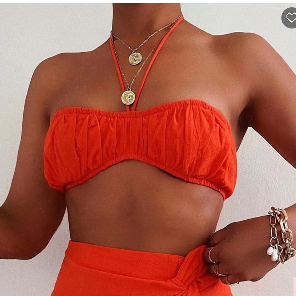 Orange halter neck top
